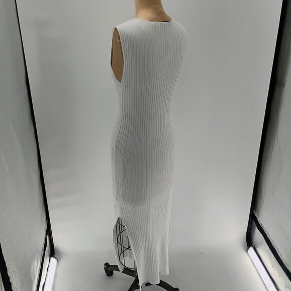 Weekend Stories Women's White Ribbed V-Neck Midi Dress Size XSmall - Picture 8 of 14